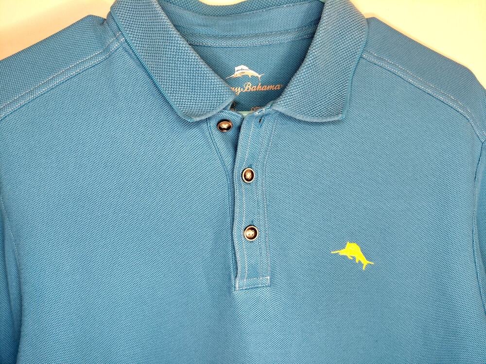 Tommy Bahama Emfielder Icon IslandZone Polo Shirt Blue Piqué Men's Medium NWOT